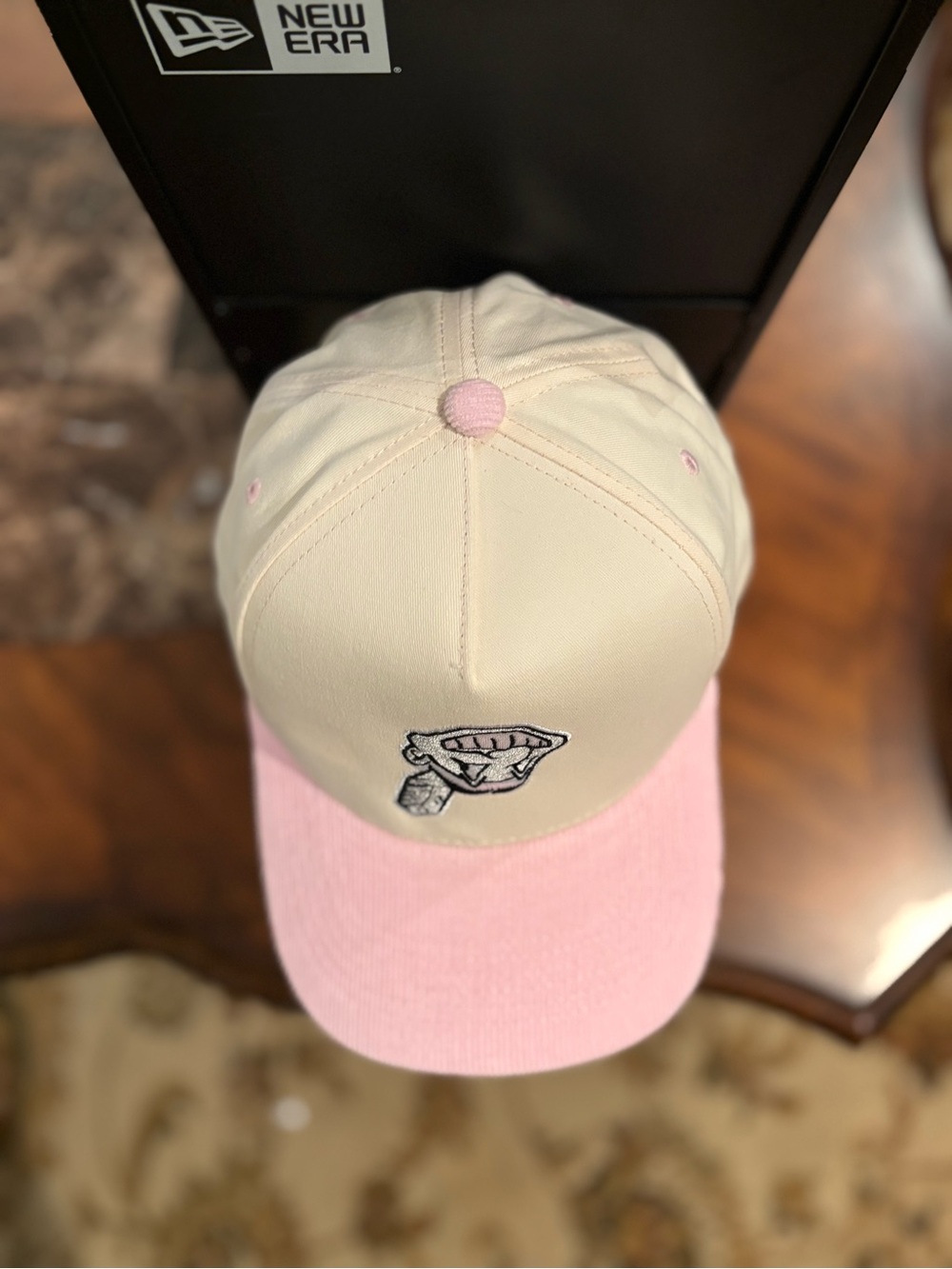 Cleveland Indians Cream & Pink Visor Corduroy SnapBack Hat - Picture 2 of 5